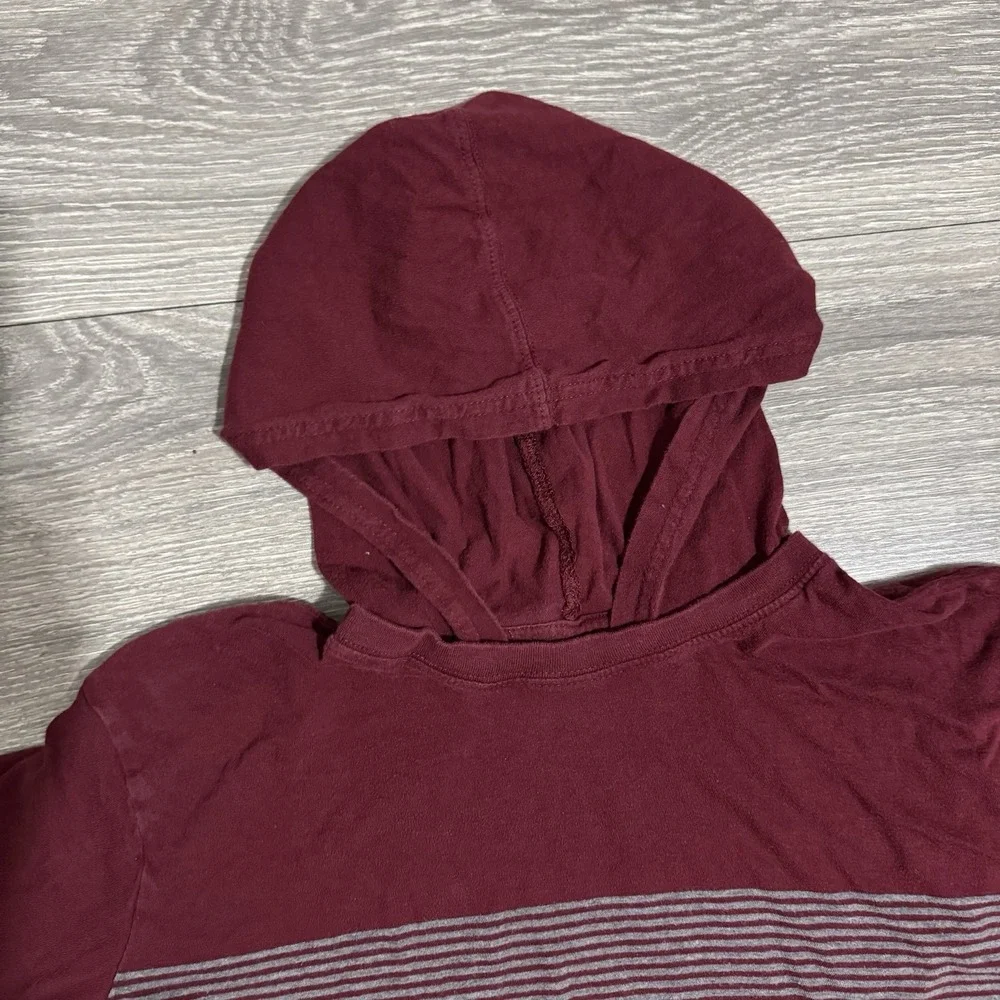 Place Big Boy Burgundy Stripped Long Sleeves‎ Hooded Pullover Shirt Size 16